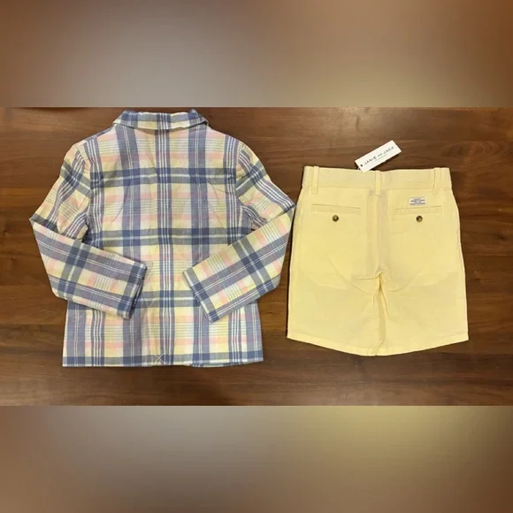 NWT- Janie and Jack Blue Plaid Blazer with Yellow Shorts - Picture 3 of 9